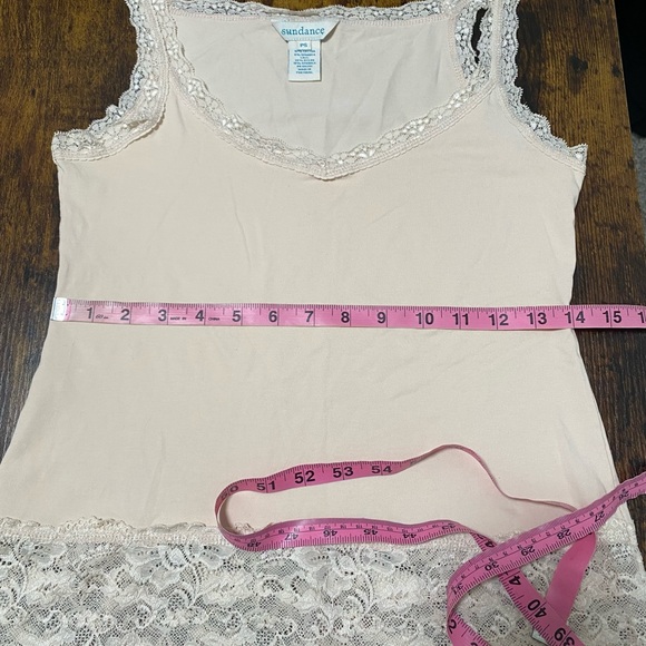 Beautiful Soft Vintage Coquette Downtown Girl Peachy Pink Lace Trim Cami Top - Picture 7 of 9